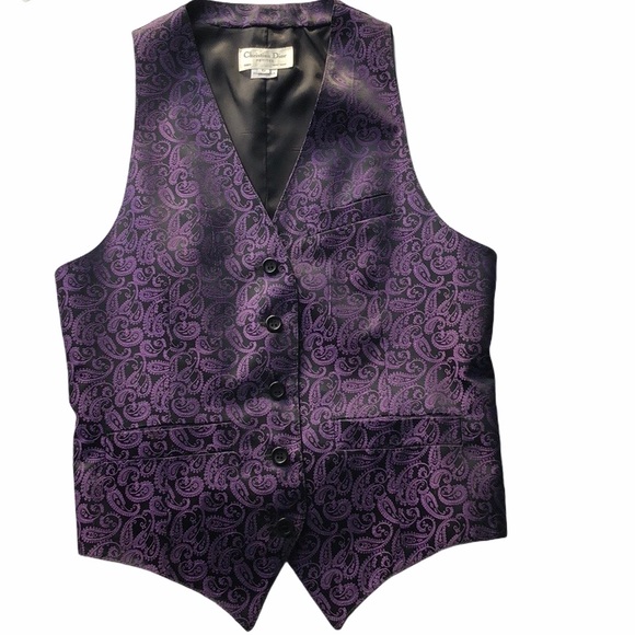 Dior Tops - Christian Dior Vintage Ladies Vest Brocade Purple
